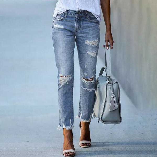 The Avani - Pencil Ripped Slim Fit  Jeans
