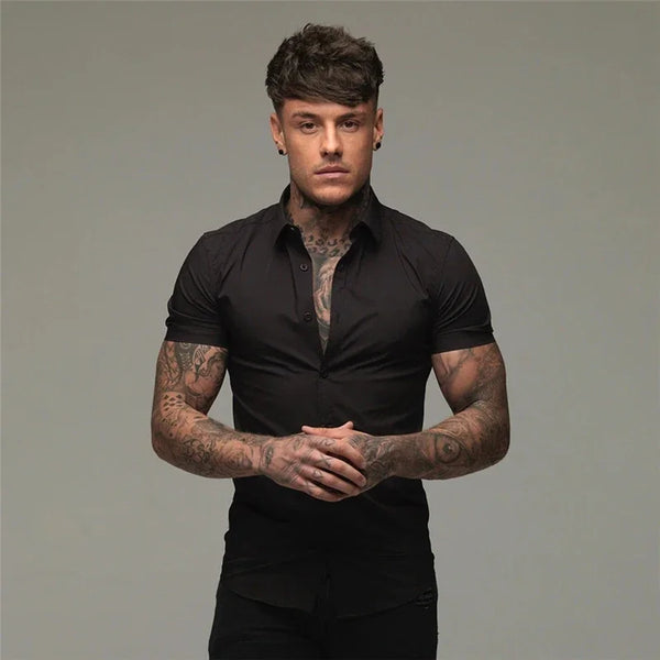 Muscleguys - Slim Fit Button Short Sleeve Shirt