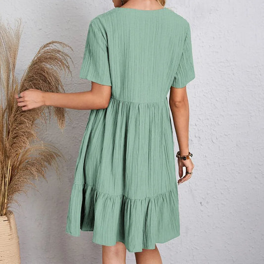 Exclusixz - Women's Short Sleeve Mini Dress