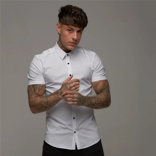 Muscleguys - Slim Fit Button Short Sleeve Shirt