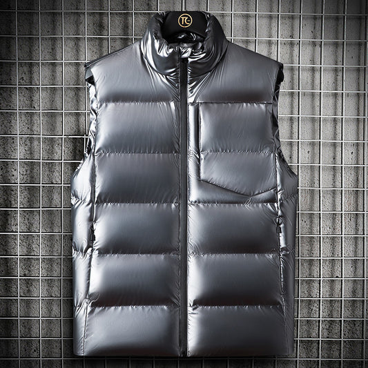 Lorenzo - Men's Sleeveless Shiny Cotton Vest Jacket